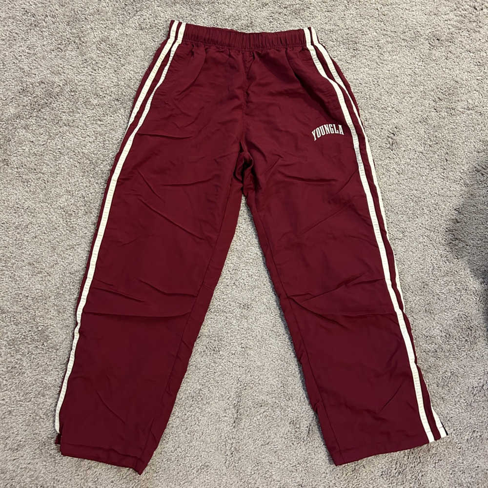 YoungLA Maroon Joggers with White Stripes